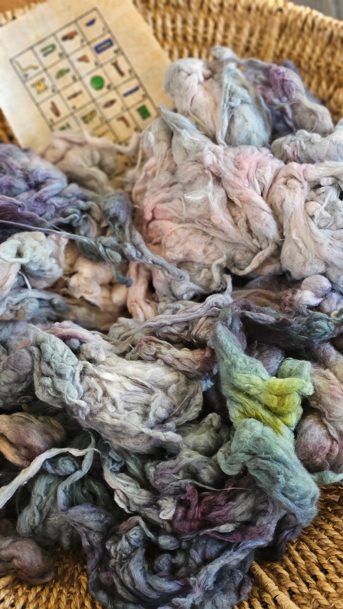 THOTH Hand-Dyed Organic Extra Fine Cotton Noil for fiber art, texture blending, and papermaking - 1 ounce | 28 grams