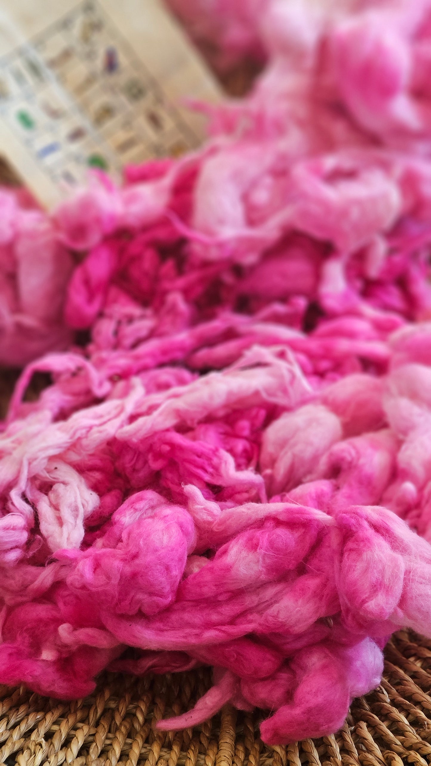 LOTUS Hand-Dyed Organic Extra Fine Cotton Noil for fiber art, texture blending, and papermaking - 1 ounce | 28 grams