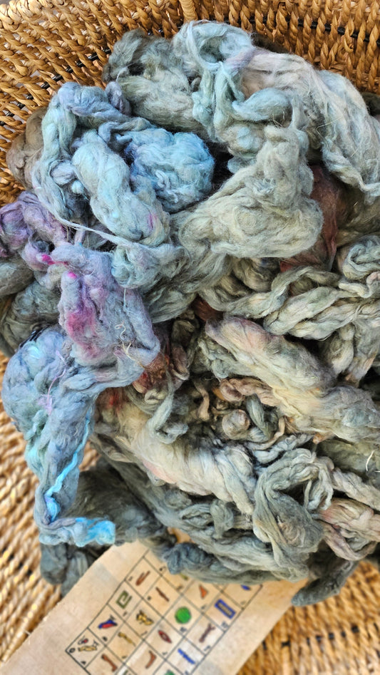 SOBEK Hand-Dyed Organic Extra Fine Cotton Noil for fiber art, texture blending, and papermaking - 1 ounce | 28 grams