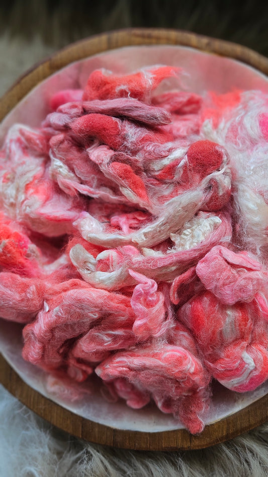 Mooncake - hand-dyed fine wool and silky bamboo mill ends - 5 oz | 142 g