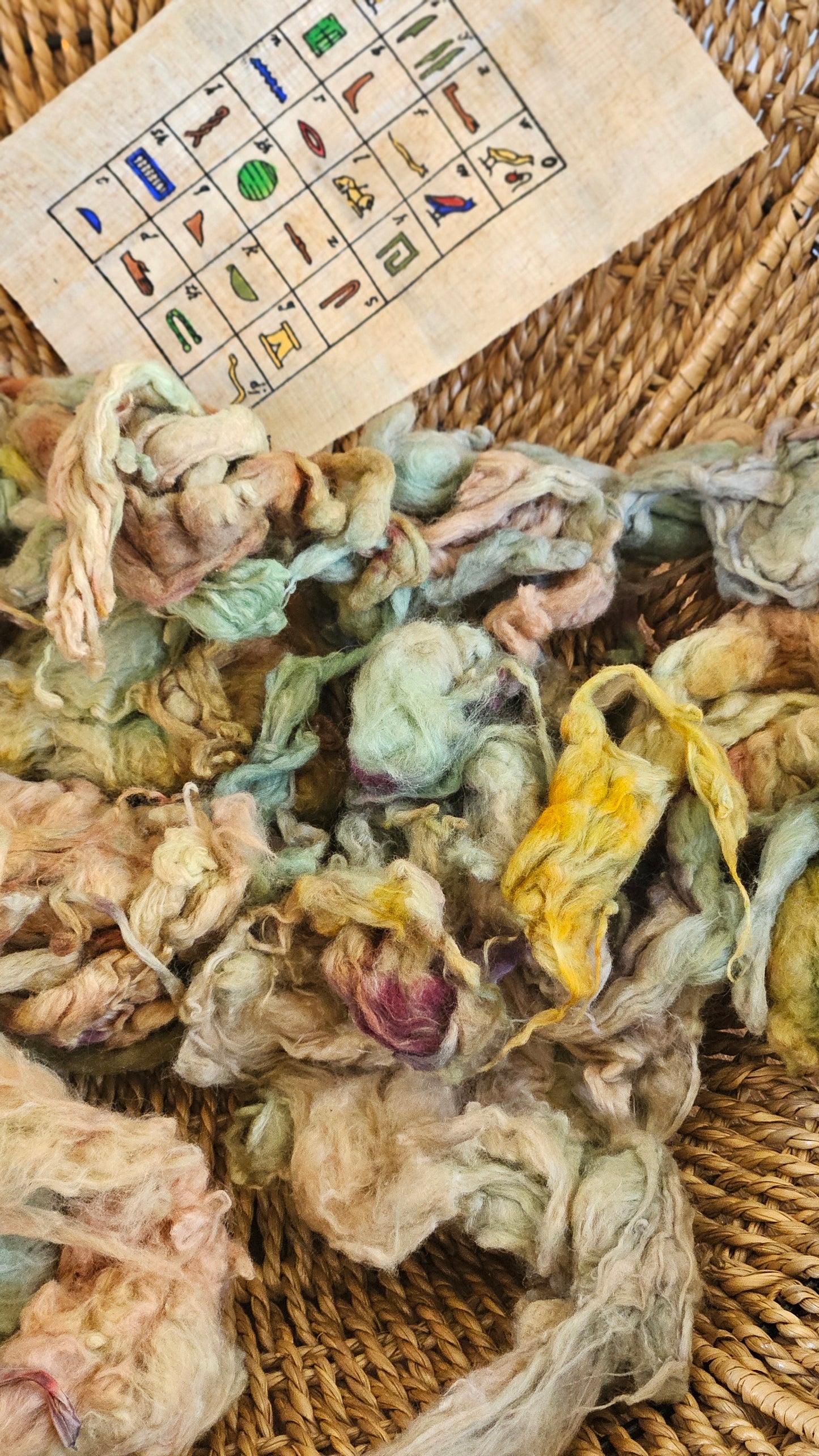 AKHMIM Hand-Dyed Organic Extra Fine Cotton Noil for fiber art, texture blending, and papermaking - 1 ounce | 28 grams