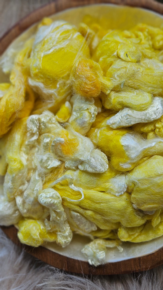 Banana Split - hand-dyed fine wool and silky bamboo mill ends - 5 oz | 142 g