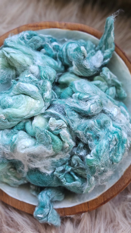 Spirulina - hand-dyed fine wool and silky bamboo mill ends - 5 oz | 142 g