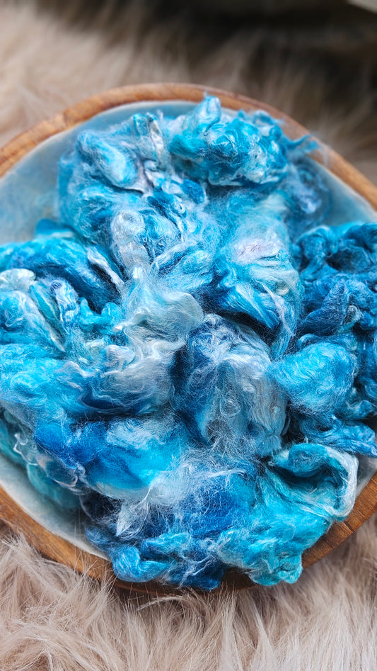 Blue Razzberry - hand-dyed fine wool and silky bamboo mill ends - 5 oz | 142 g