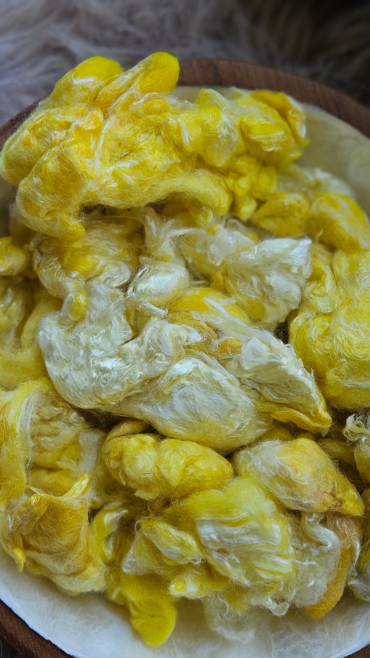 Mango Sorbet - hand-dyed fine wool and silky bamboo mill ends - 5 oz | 142 g