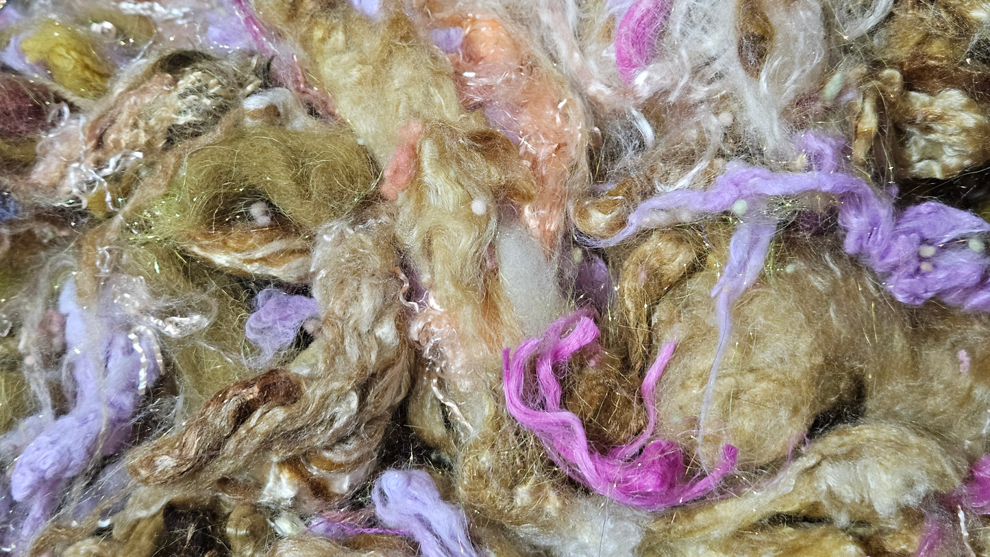 CARNATION - limited edition Mucha Art Nouveau inspired alpaca bamboo texture mix for fiber blending and felting - 3 oz | 85 g