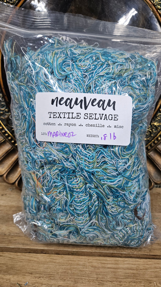 COASTAL SKIES - shaggy fringe ribbon for tapestry weaving and fiber art - MARINE02 (.8 lb)