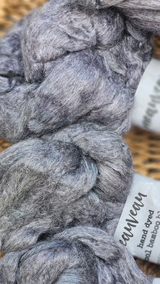 Charcoal Pearl - wool bamboo roving for felting and blending - 2 ounces | 57 grams