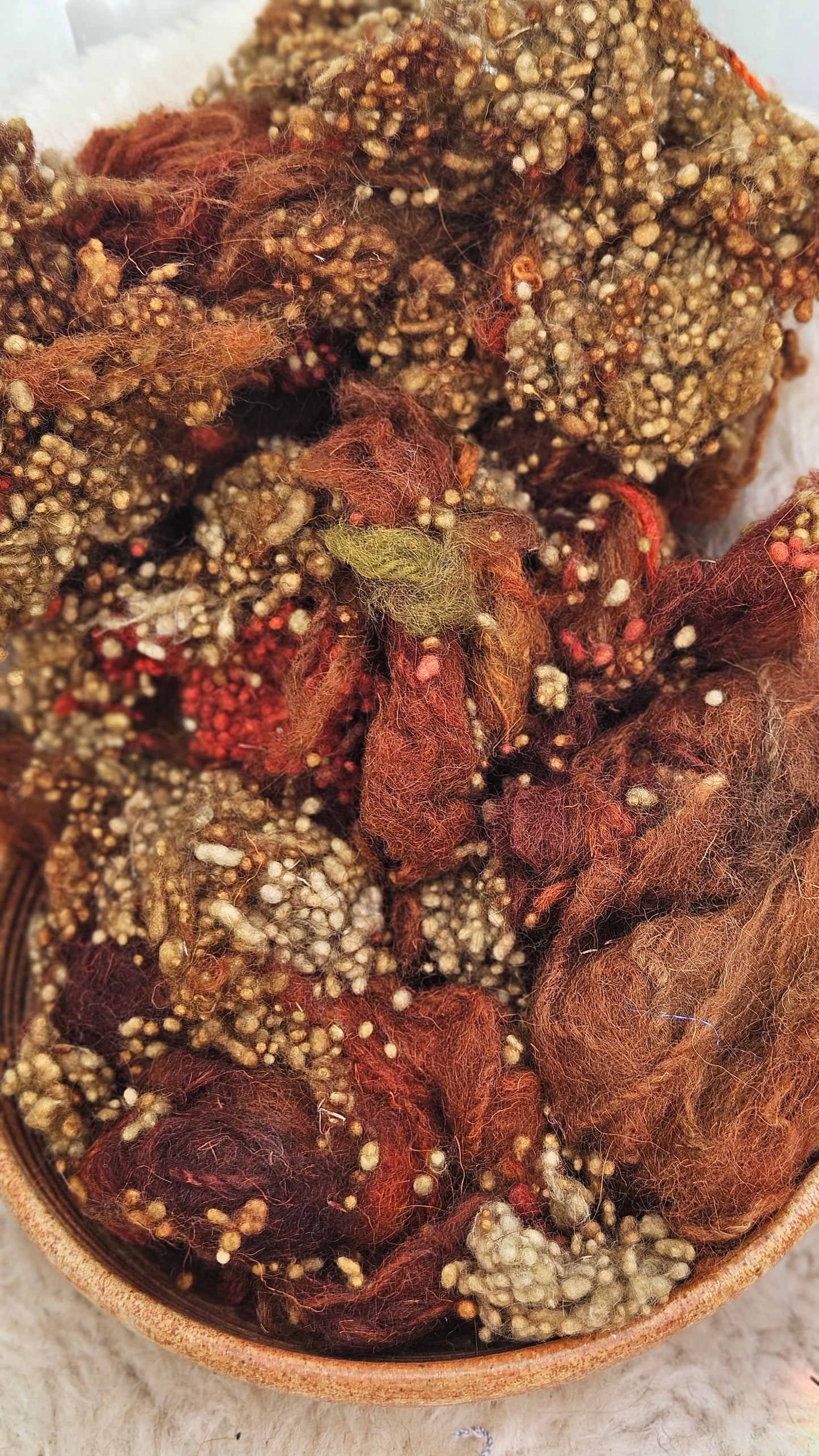 PRAIRIE FIELDS - Hand-Dyed Recycled Wool Texture Blend for art yarn embellishing, texture blending, felting, mixed media, and fiber art - 4 ounces | 114 grams