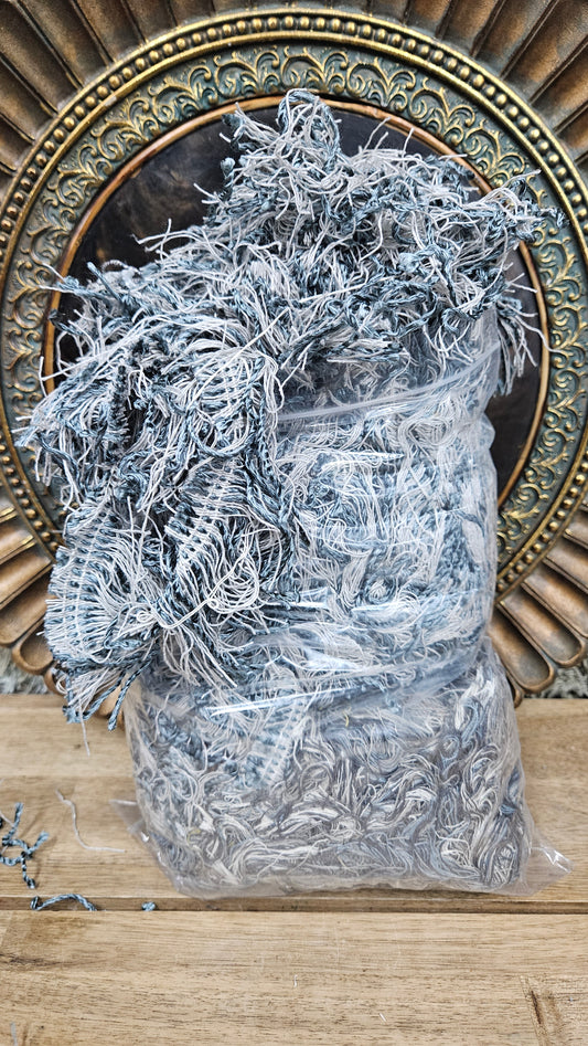 QUARTZ BEACH - shaggy fringe ribbon for tapestry weaving and fiber art - QUARTZ01 (1.5 lb)