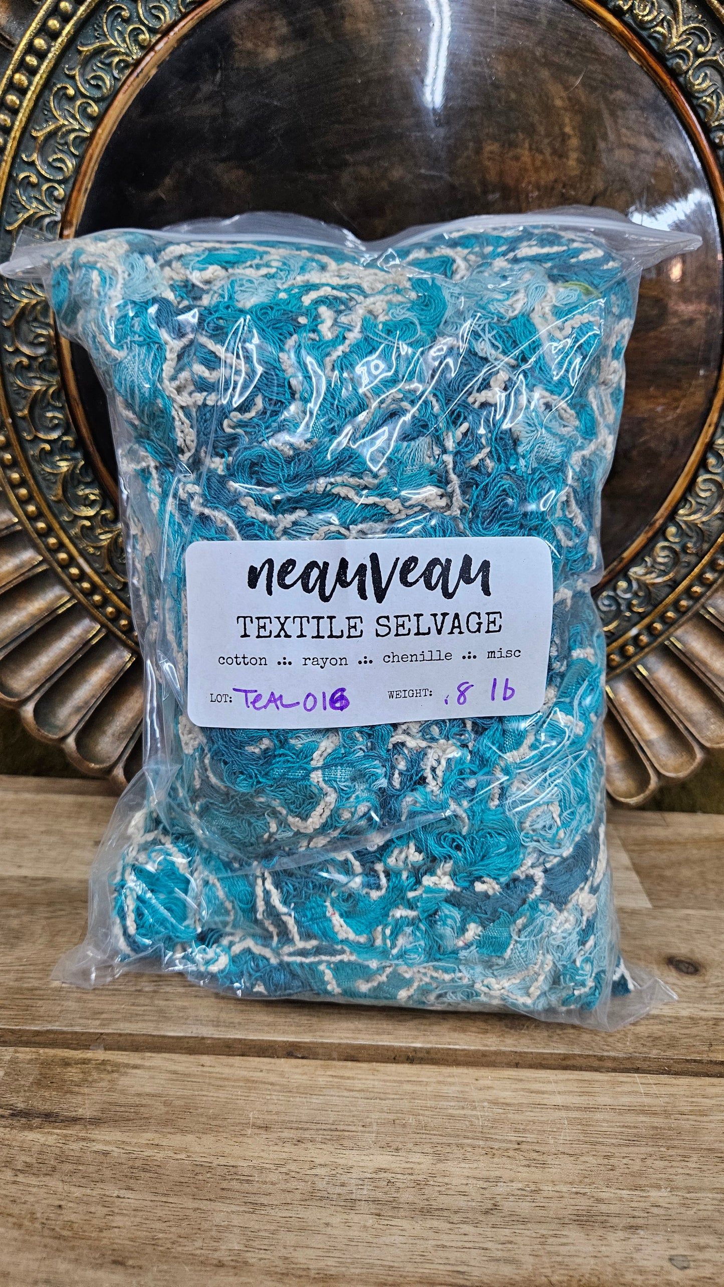 CORAL REEF - shaggy fringe ribbon for tapestry weaving and fiber art - TURQ0102 (.8 lb)