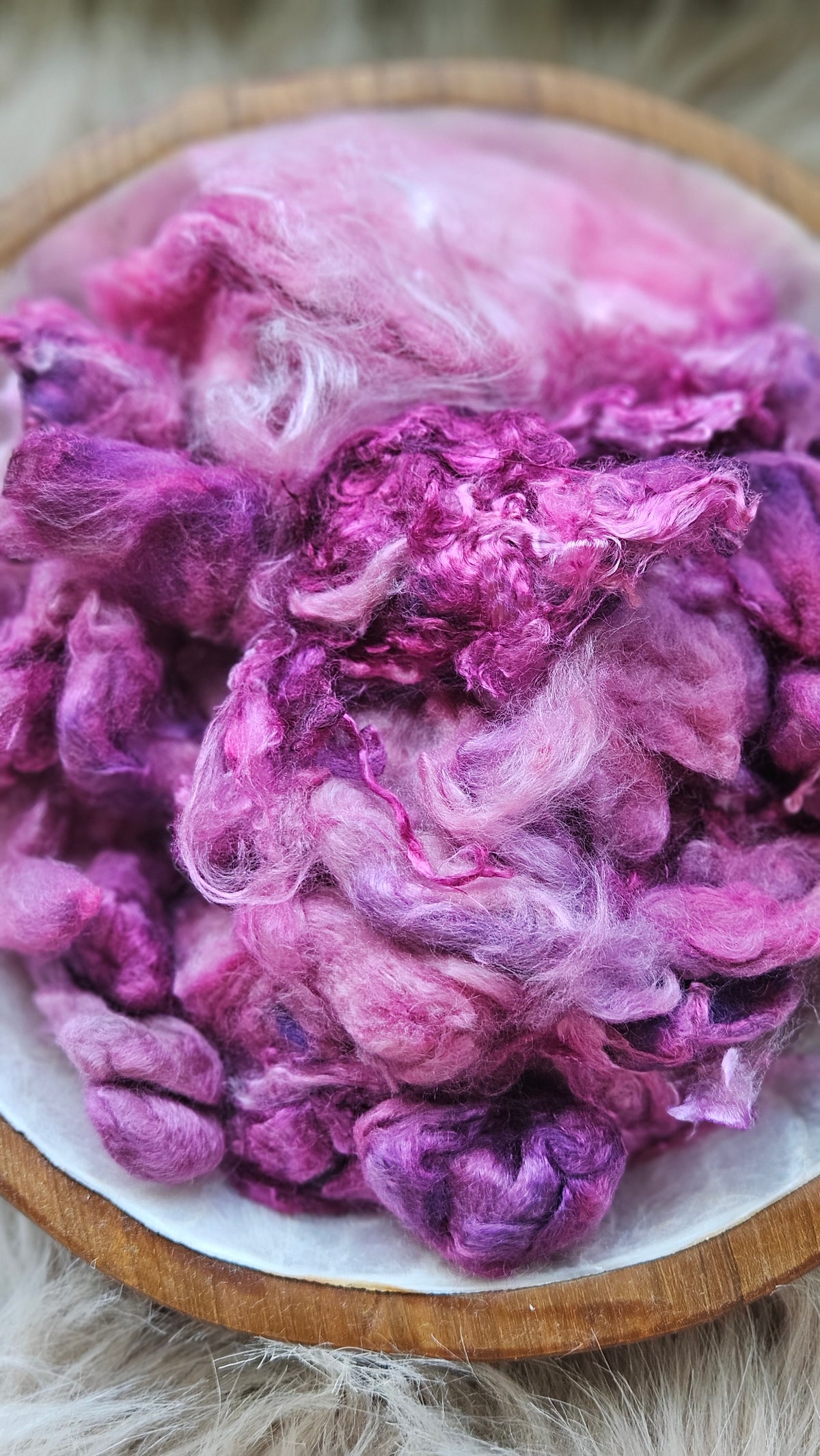 Mixed Berry - hand-dyed fine wool and silky bamboo mill ends - 5 oz | 142 g