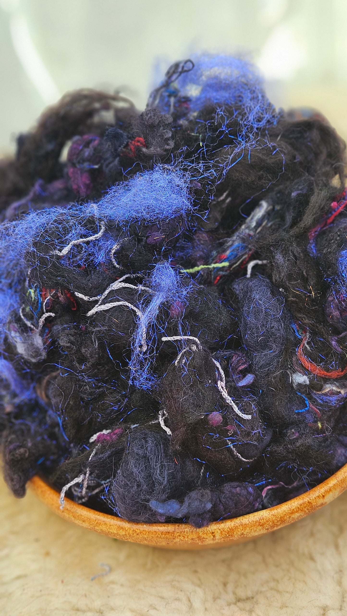 STORMFRONT - Hand-Dyed Alpaca Bamboo Texture Blend for art yarn embellishing, texture blending, felting, mixed media, and fiber art - 4 ounces | 114 grams