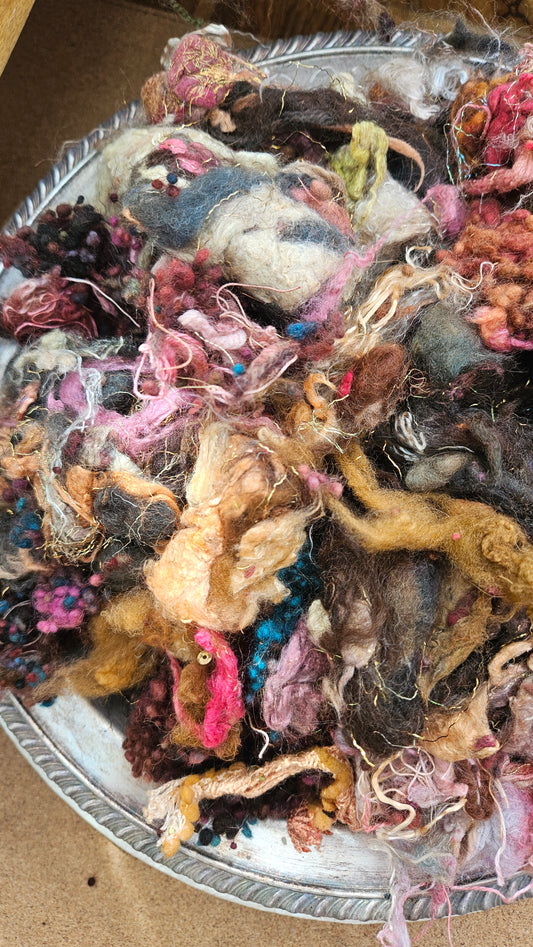 SOLAR ECLIPSE - Hand-Dyed Alpaca Bamboo Texture Blend for art yarn embellishing, texture blending, felting, mixed media, and fiber art - 4 ounces | 114 grams