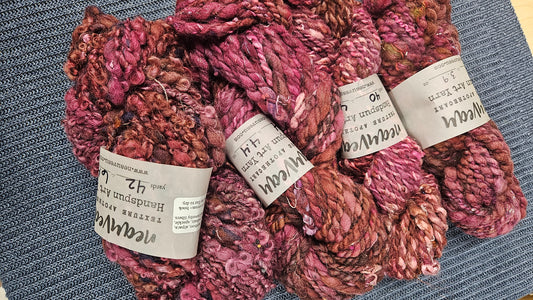 Handspun Yarn Lot - 4 Skeins Raspberry