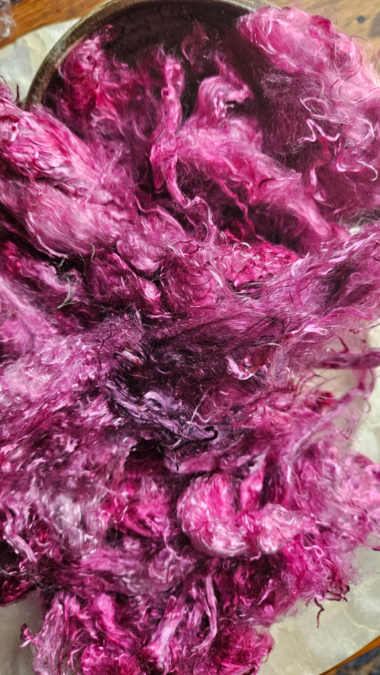 HACKMANITE - hand-dyed eucalyptus crimp faux-silk for art yarn embellishing, fiber blending, felting, and papermaking - 2 oz | 57 g