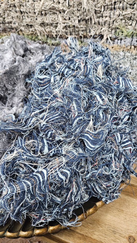 BULK 04 - shaggy fringe ribbon for tapestry weaving and fiber art - 3.5 POUNDS