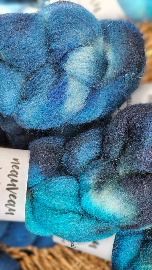 Magpie - hand dyed domestic wool roving for felting and blending - 2 ounces | 57 grams