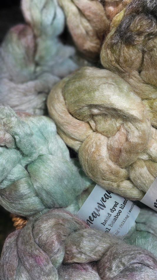 Pastel Pearl - wool bamboo roving for felting and blending - 2 ounces | 57 grams
