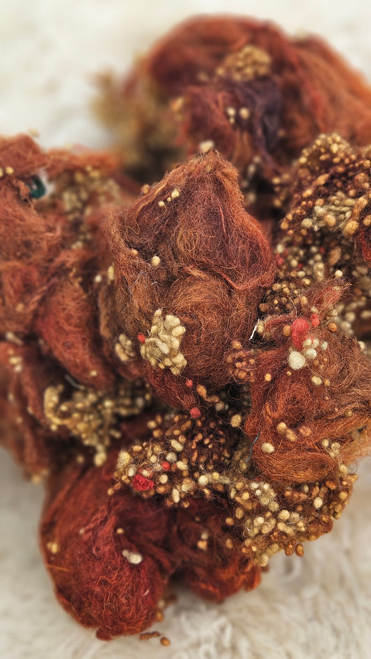 PRAIRIE FIELDS - Hand-Dyed Recycled Wool Texture Blend for art yarn embellishing, texture blending, felting, mixed media, and fiber art - 4 ounces | 114 grams