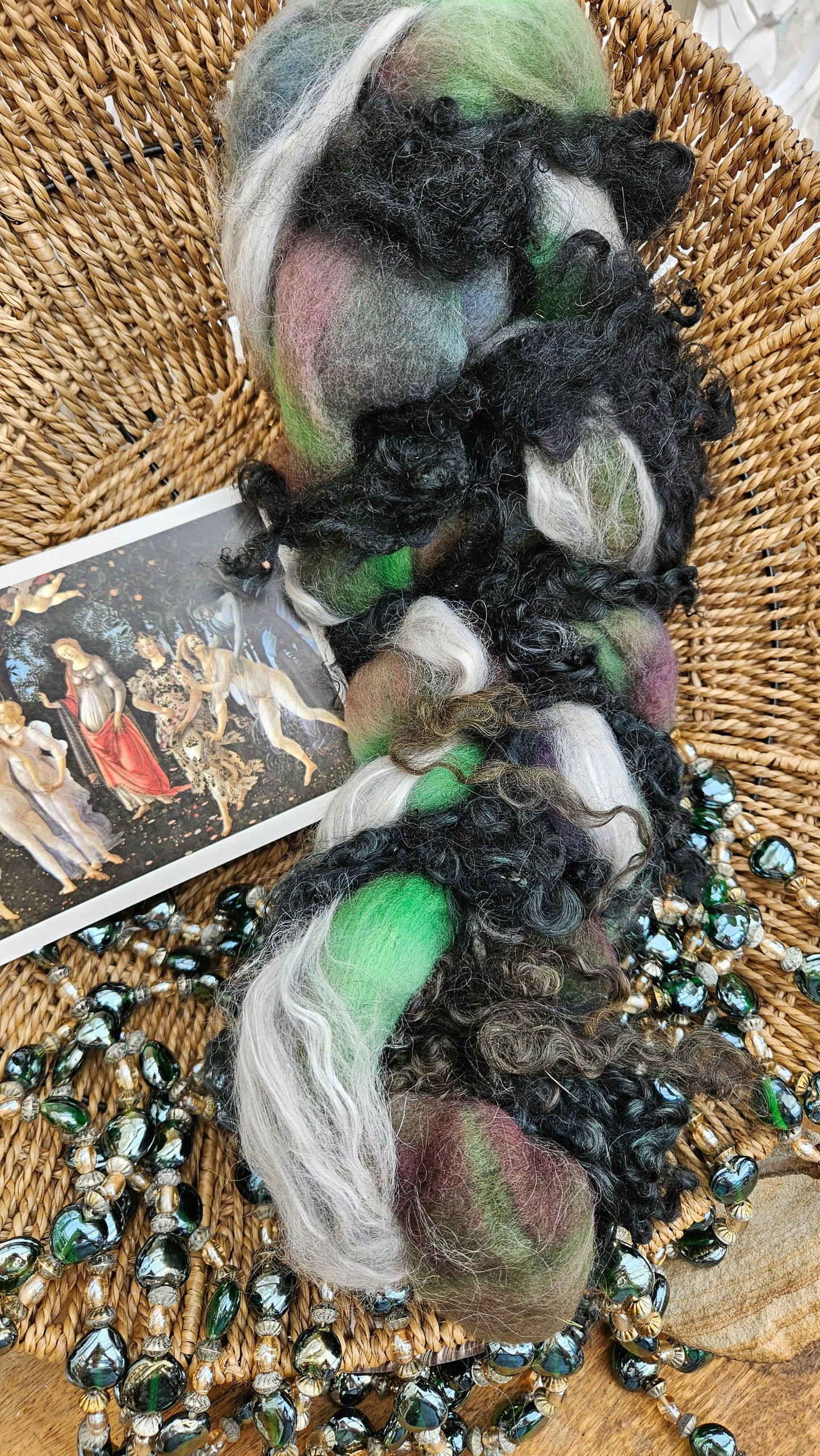 ART ROVING - hand-dyed Polwarth, Alpaca, BFL - Botticelli Primavera Collection 110 - 4 oz
