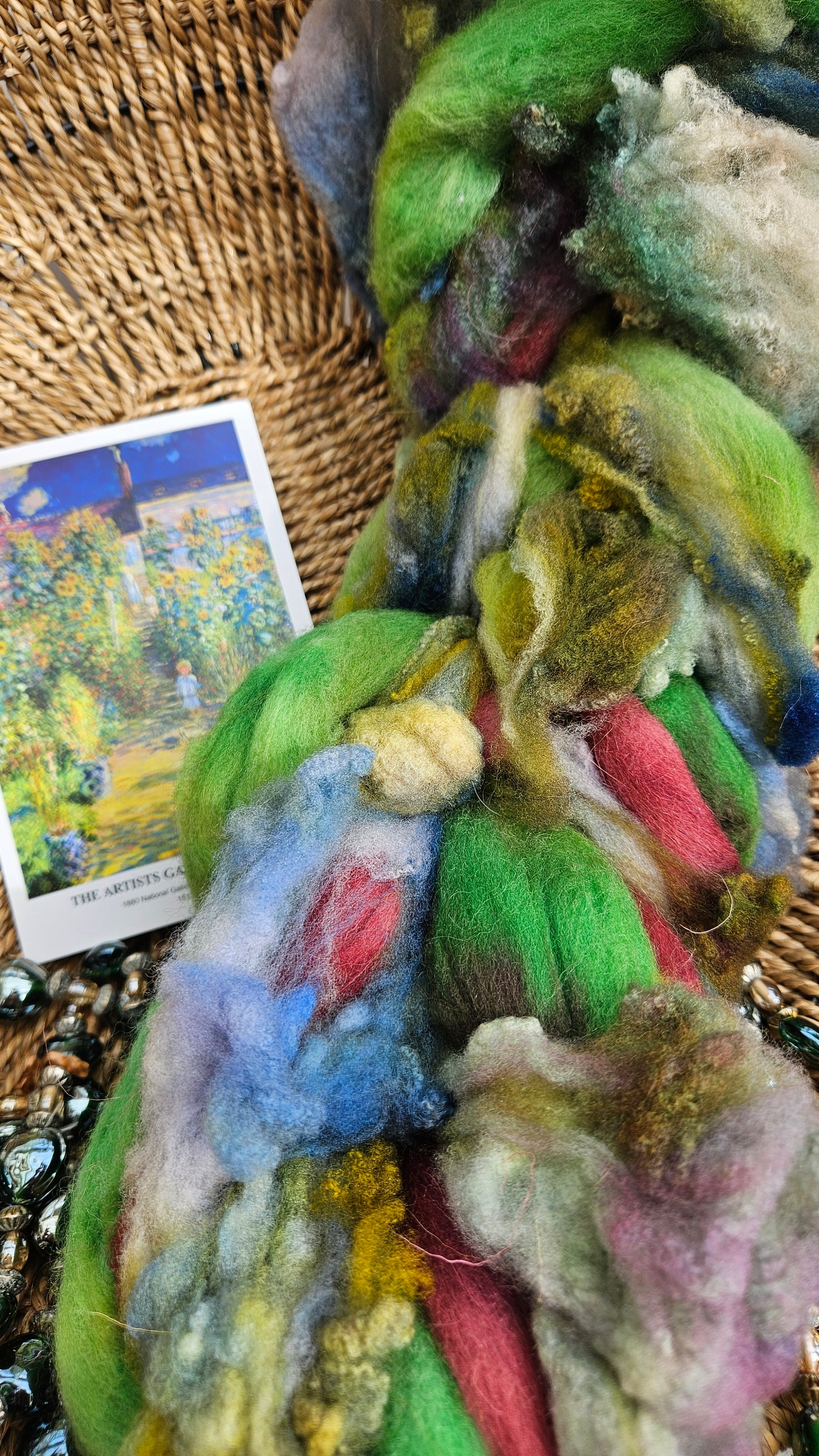 ART ROVING - hand-dyed Polwarth Churro Merino - Monet The Artists Garden 108 - 4.1 oz