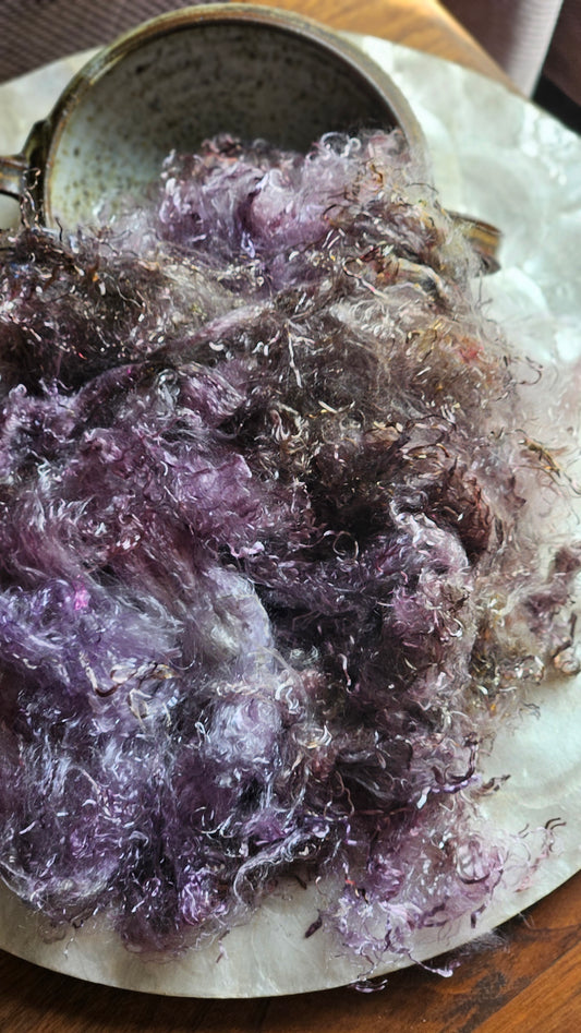 CORDIERITE - hand-dyed eucalyptus crimp faux-silk for art yarn embellishing, fiber blending, felting, and papermaking - 2 oz | 57 g