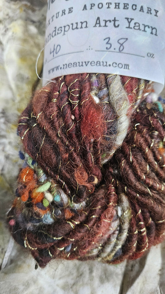 Handspun Bulky Art Yarn - Cinnamon Grove 04