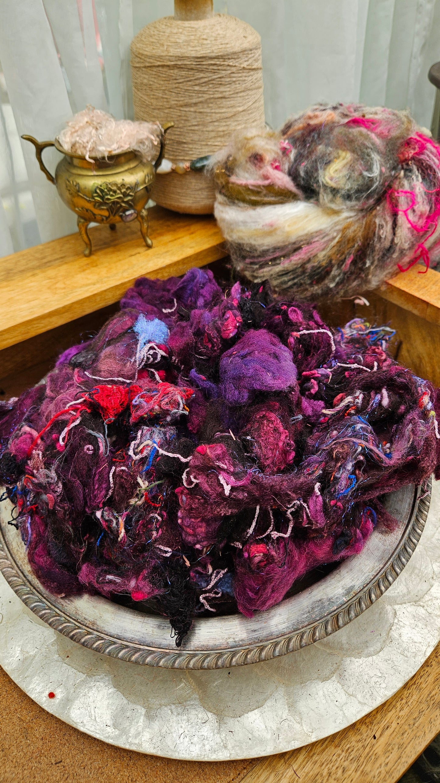 MIDNIGHT SUN - Hand-Dyed Texture Blend for art yarn embellishing, texture blending, felting, mixed media, and fiber art - 4 ounces | 114 grams