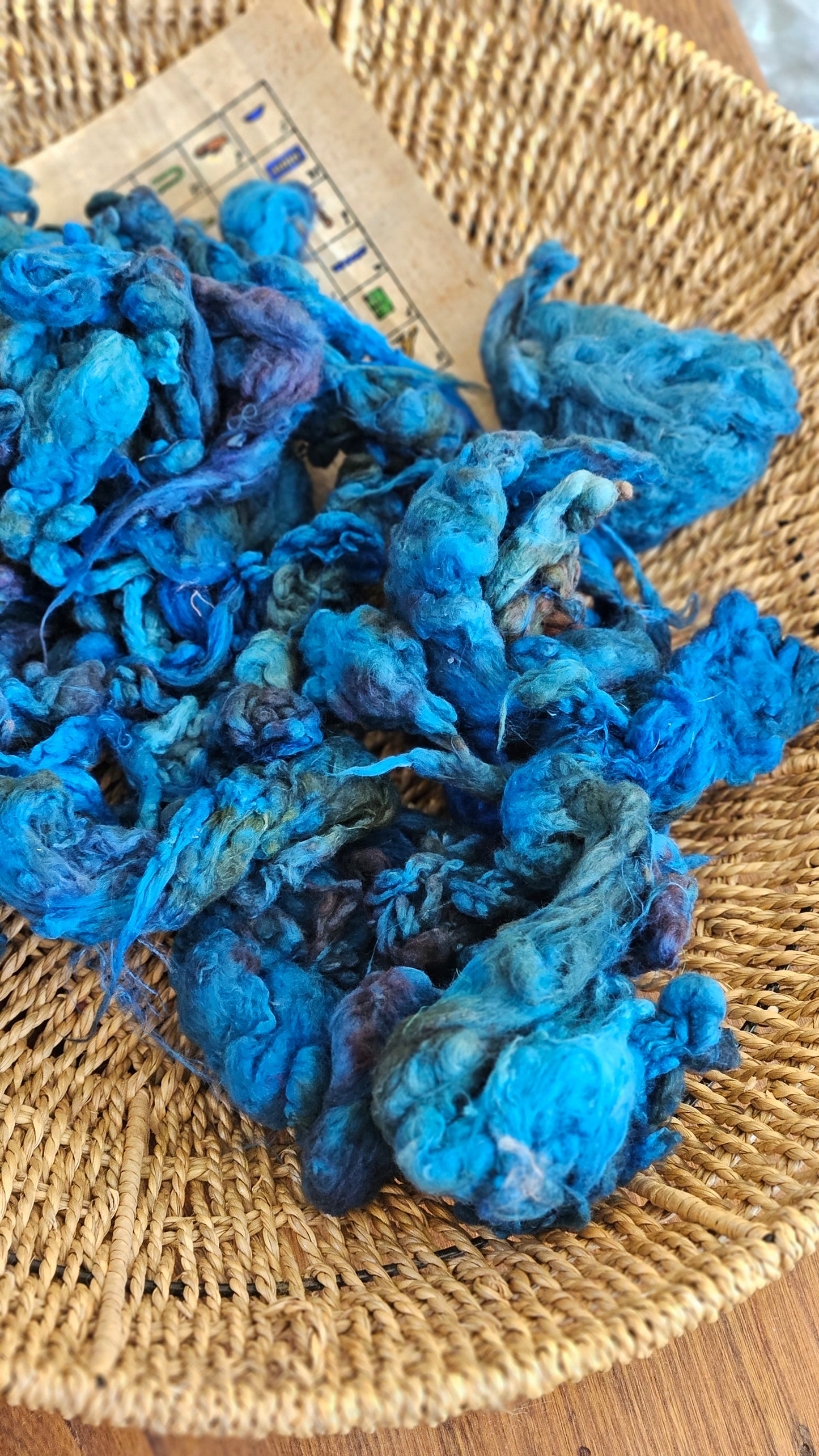 ISIS Hand-Dyed Organic Extra Fine Cotton Noil for fiber art, texture blending, and papermaking - 1 ounce | 28 grams