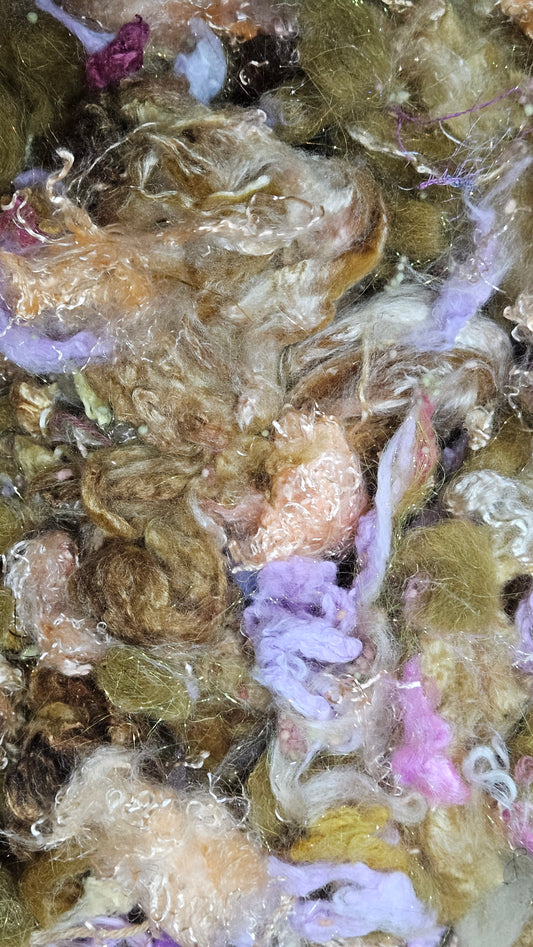 CARNATION - limited edition Mucha Art Nouveau inspired alpaca bamboo texture mix for fiber blending and felting - 3 oz | 85 g