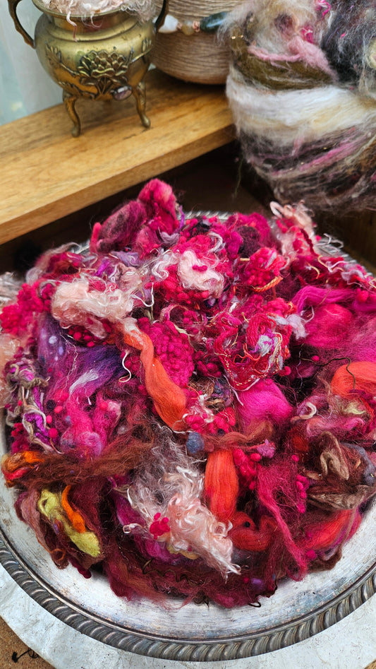 WILDFLOWER VALLEY - Hand-Dyed Texture Blend for art yarn embellishing, texture blending, felting, mixed media, and fiber art - 4 ounces | 114 grams