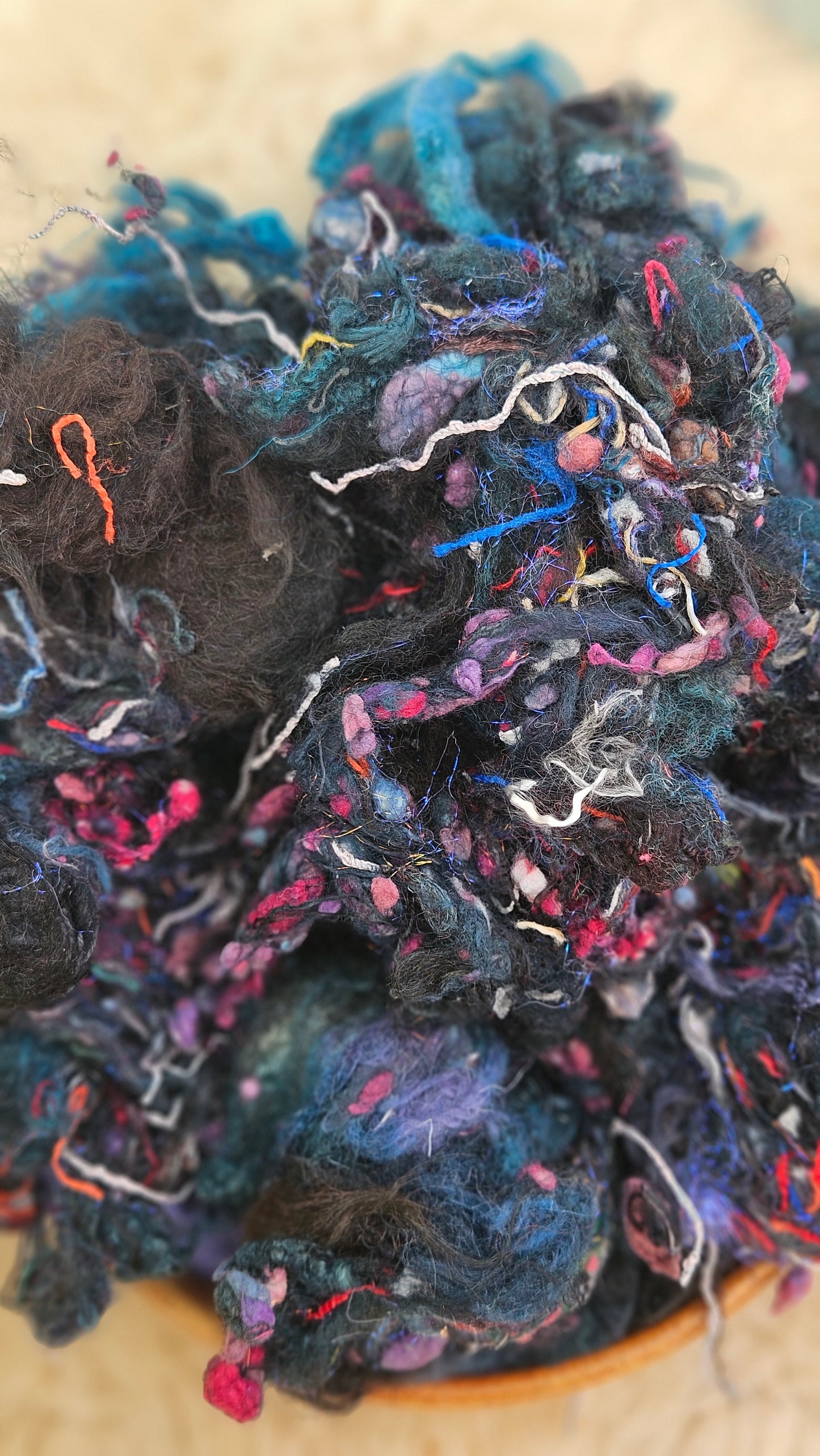 FROST LIGHT - Hand-Dyed Recycled Wool Texture Blend for art yarn embellishing, texture blending, felting, mixed media, and fiber art - 4 ounces | 114 grams