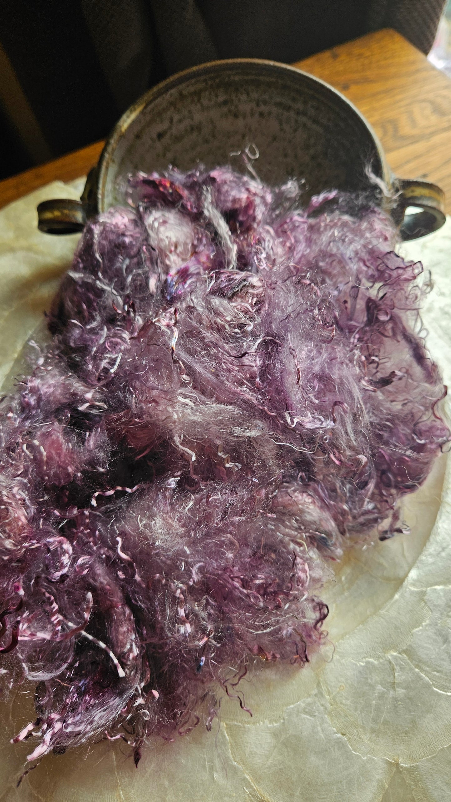 PURPURITE - hand-dyed eucalyptus crimp faux-silk for art yarn embellishing, fiber blending, felting, and papermaking - 2 oz | 57 g