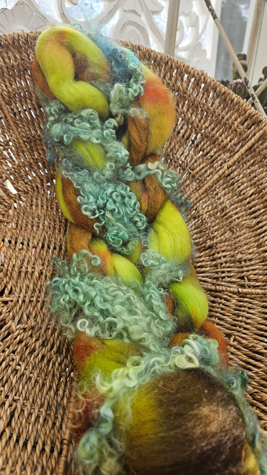 ART ROVING - hand-dyed Polwarth Churro BFL - Monet Bridge at Argenteuil Collection 104 - 4.1 oz