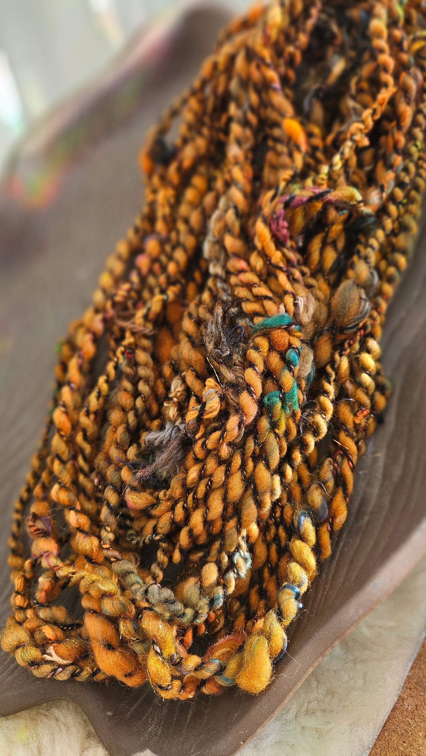 ASH + APRICOT - Bulky Handspun Art Yarn XL Skein - 24 yards | 2 ounces | 57 grams