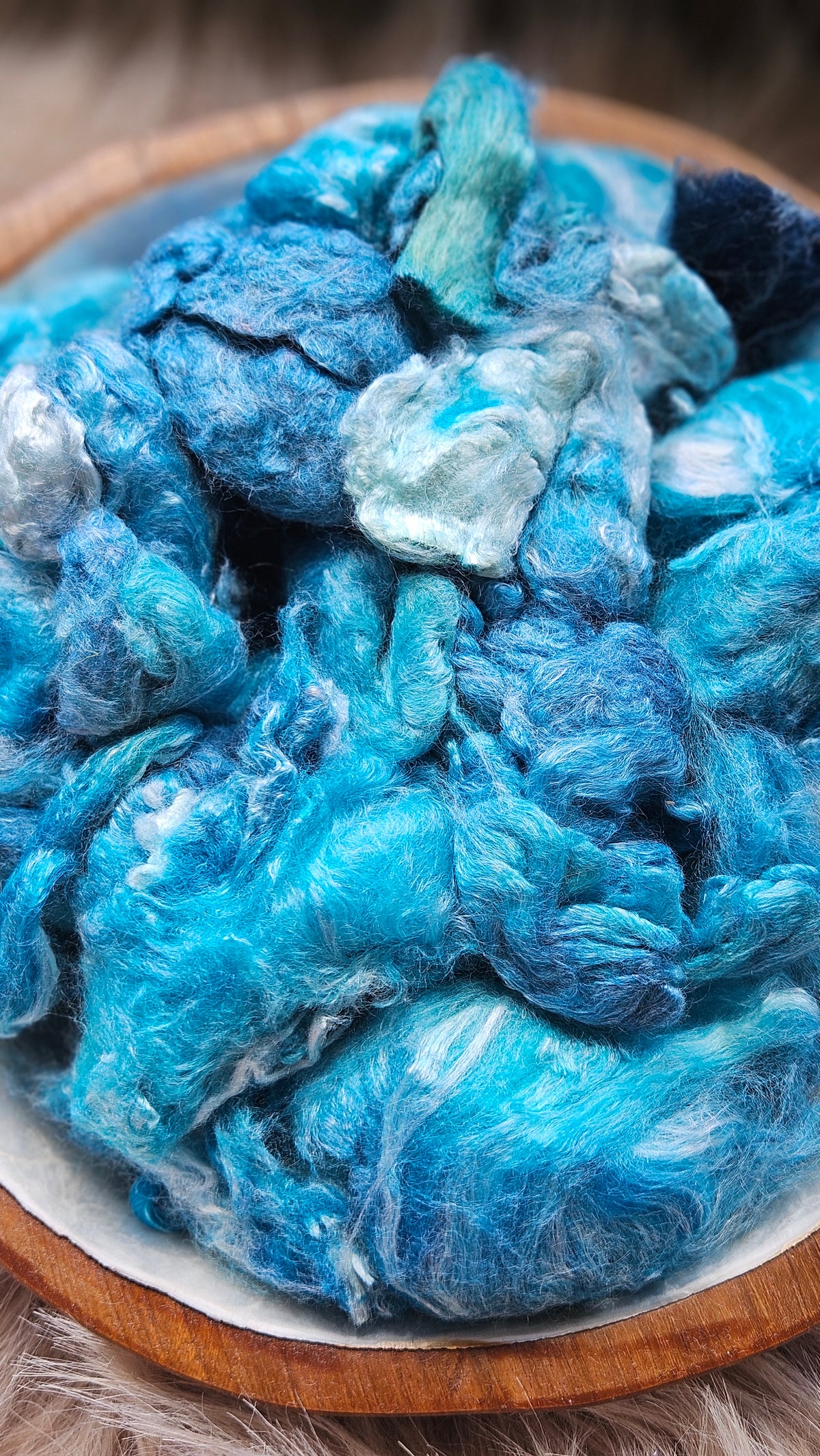 Blue Razzberry - hand-dyed fine wool and silky bamboo mill ends - 5 oz | 142 g