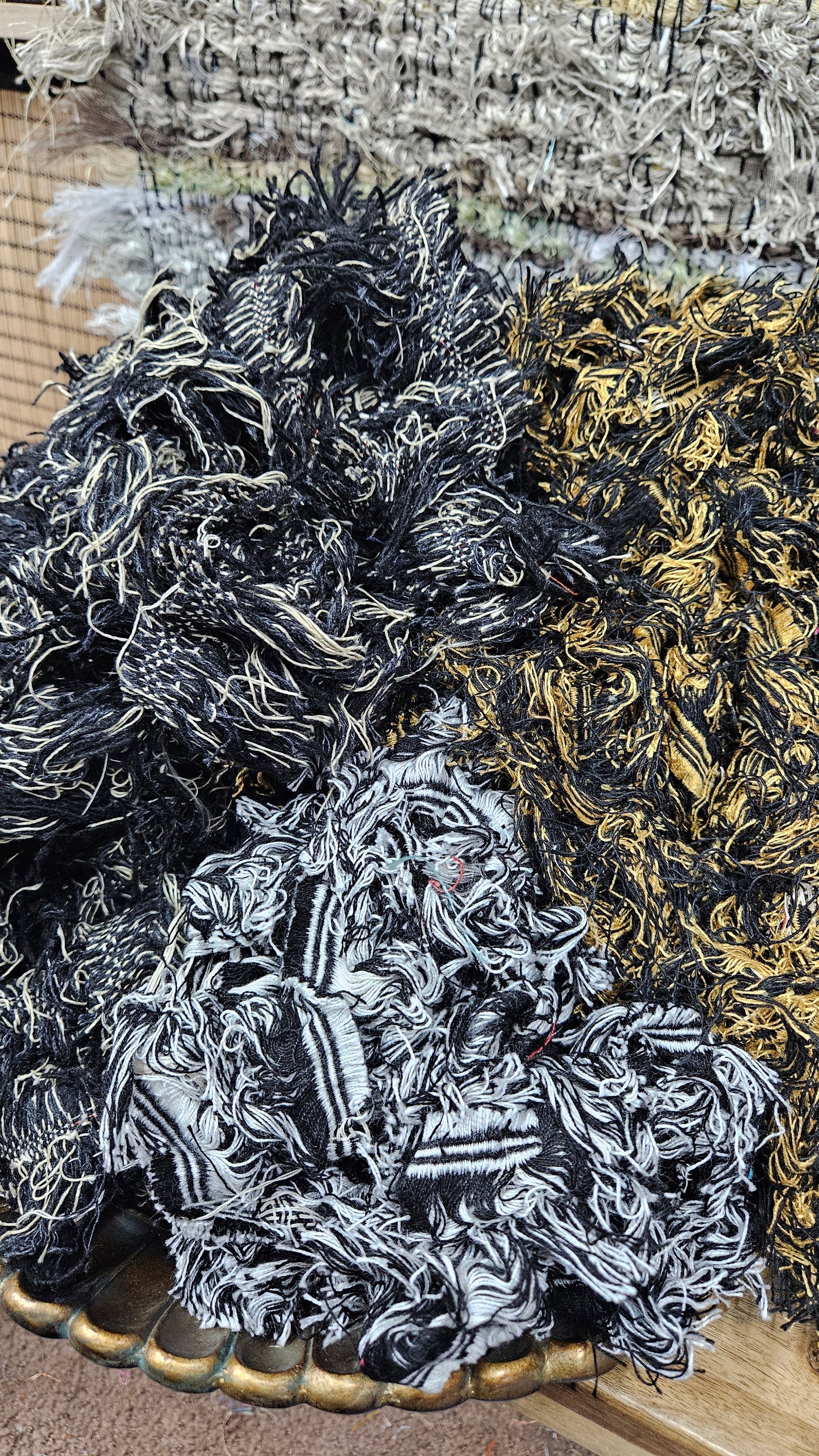 BULK 09 - shaggy fringe ribbon for tapestry weaving and fiber art - 3.7 POUNDS