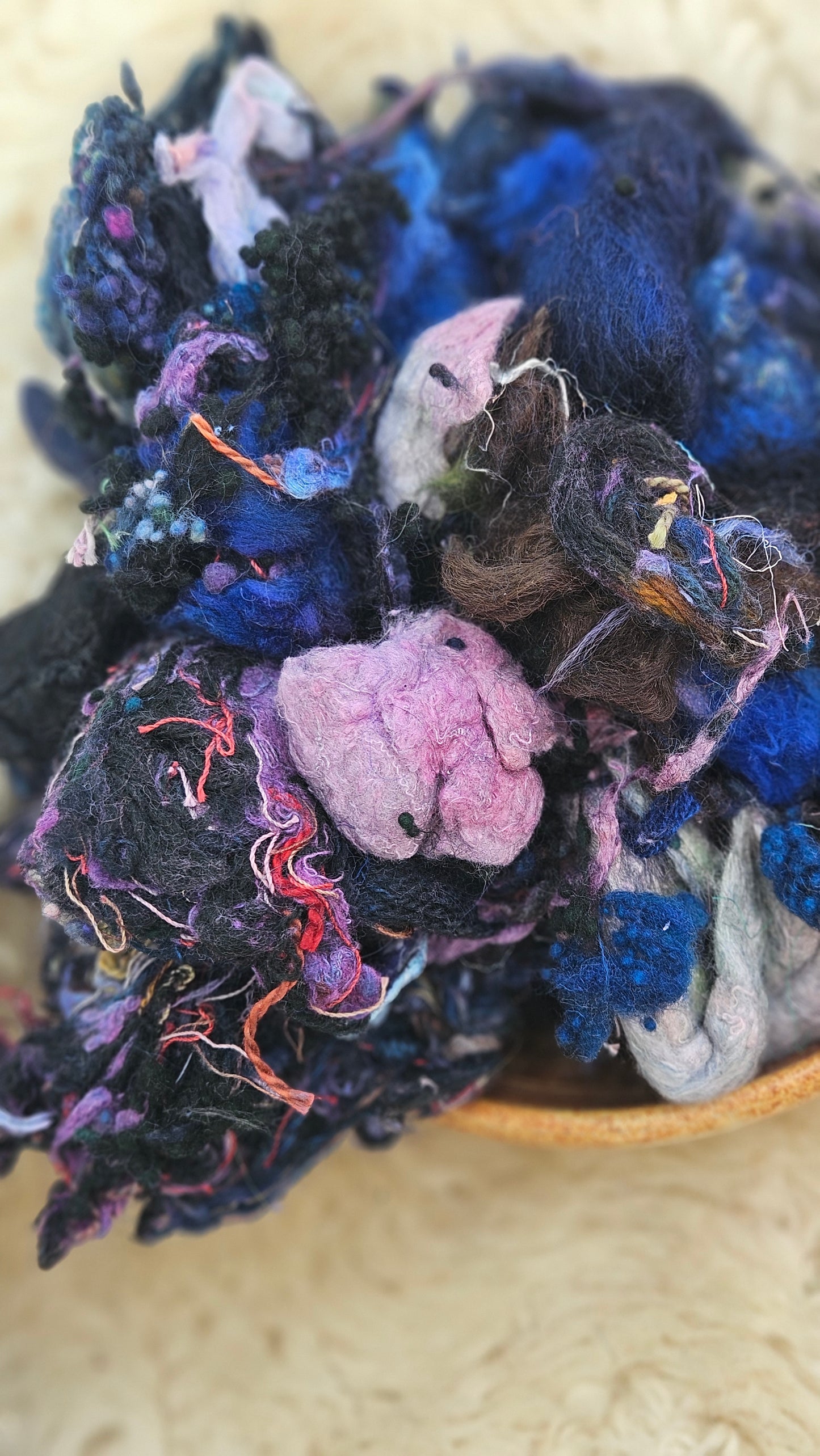 MOONLIT REEF - Hand-Dyed Alpaca Bamboo Texture Blend for art yarn embellishing, texture blending, felting, mixed media, and fiber art - 4 ounces | 114 grams