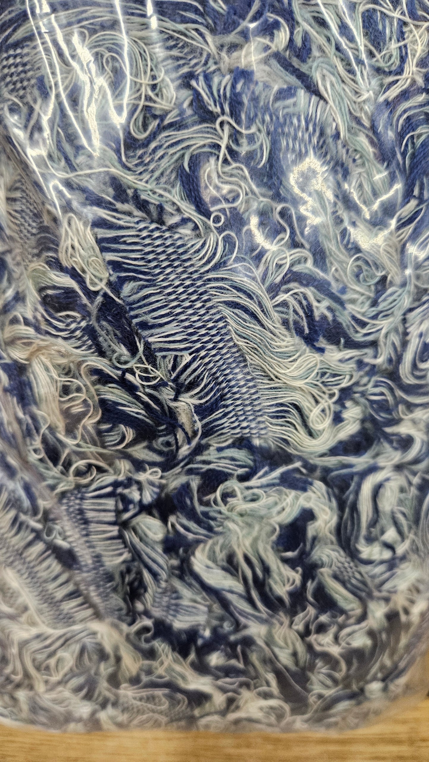 STARRY NIGHT - shaggy fringe ribbon for tapestry weaving and fiber art - LAPIS08 (.9 lb)