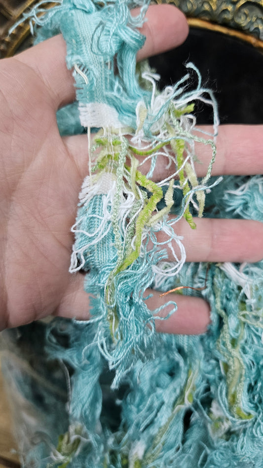 KOI POND - shaggy fringe ribbon for tapestry weaving and fiber art - MARINE0809 (1 lb)