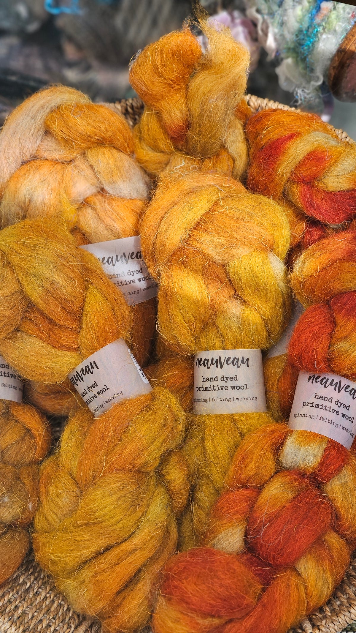 Hearthside - primitive hand dyed wool roving for felting and blending - 2 ounces | 57 grams