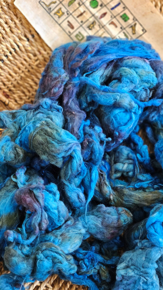 ISIS Hand-Dyed Organic Extra Fine Cotton Noil for fiber art, texture blending, and papermaking - 1 ounce | 28 grams