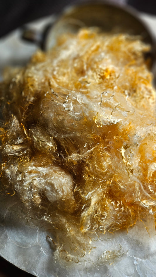 SUNSTONE - hand-dyed eucalyptus crimp faux-silk for art yarn embellishing, fiber blending, felting, and papermaking - 2 oz | 57 g