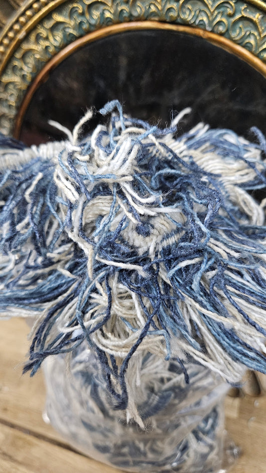 STARRY NIGHT - shaggy fringe ribbon for tapestry weaving and fiber art - LAPIS05 (.6 lb)