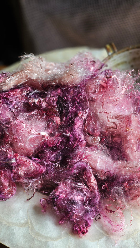 EUDIALYTE - hand-dyed eucalyptus crimp faux-silk for art yarn embellishing, fiber blending, felting, and papermaking - 2 oz | 57 g