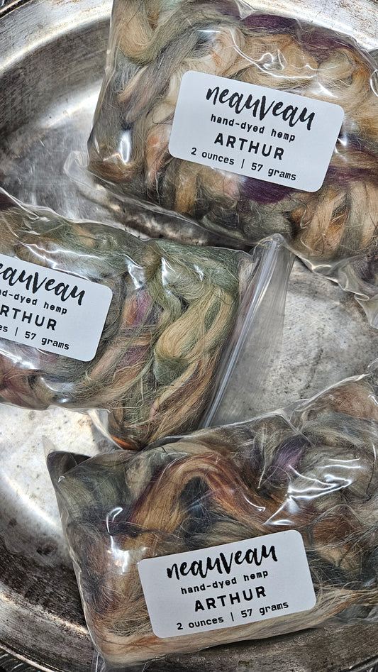 ARTHUR Hand-Dyed Fine Hemp for fiber art, texture blending, and papermaking - 2 ounces | 57 grams