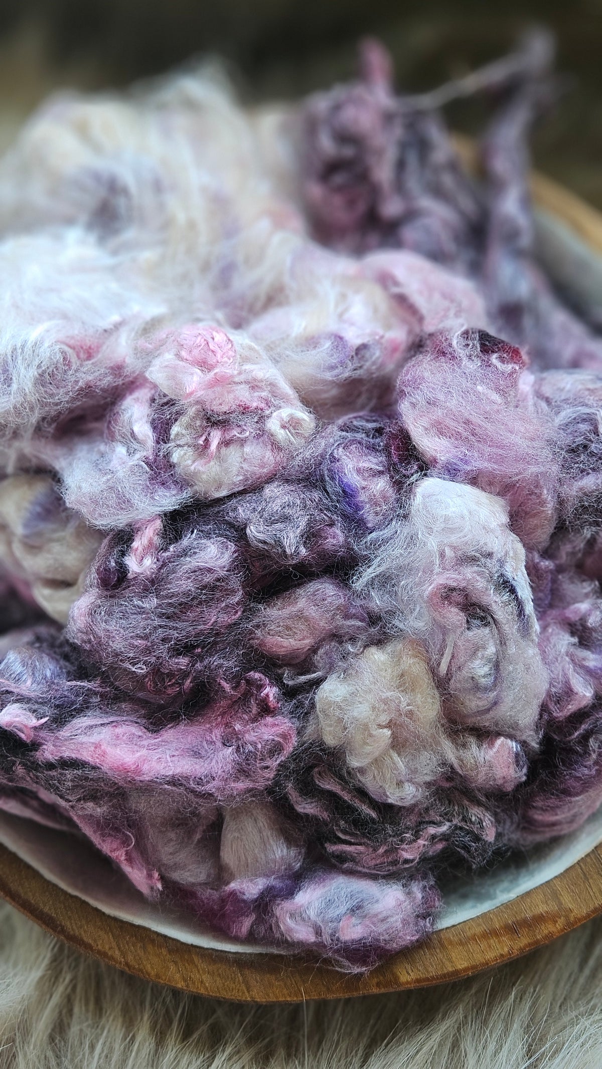 Huckleberry Pie - hand-dyed fine wool and silky bamboo mill ends - 5 oz | 142 g