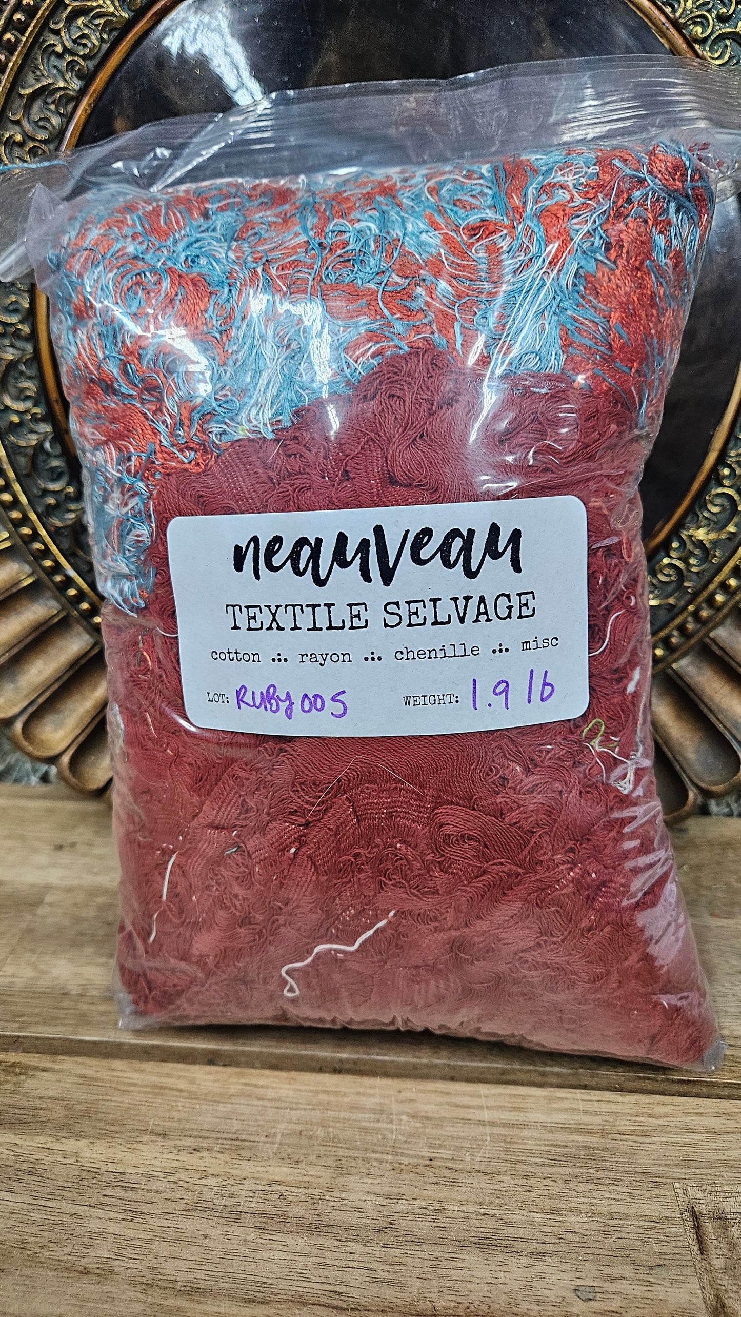 FIREWORKS - shaggy fringe ribbon for tapestry weaving and fiber art - RUBY05 (1.9 lb)