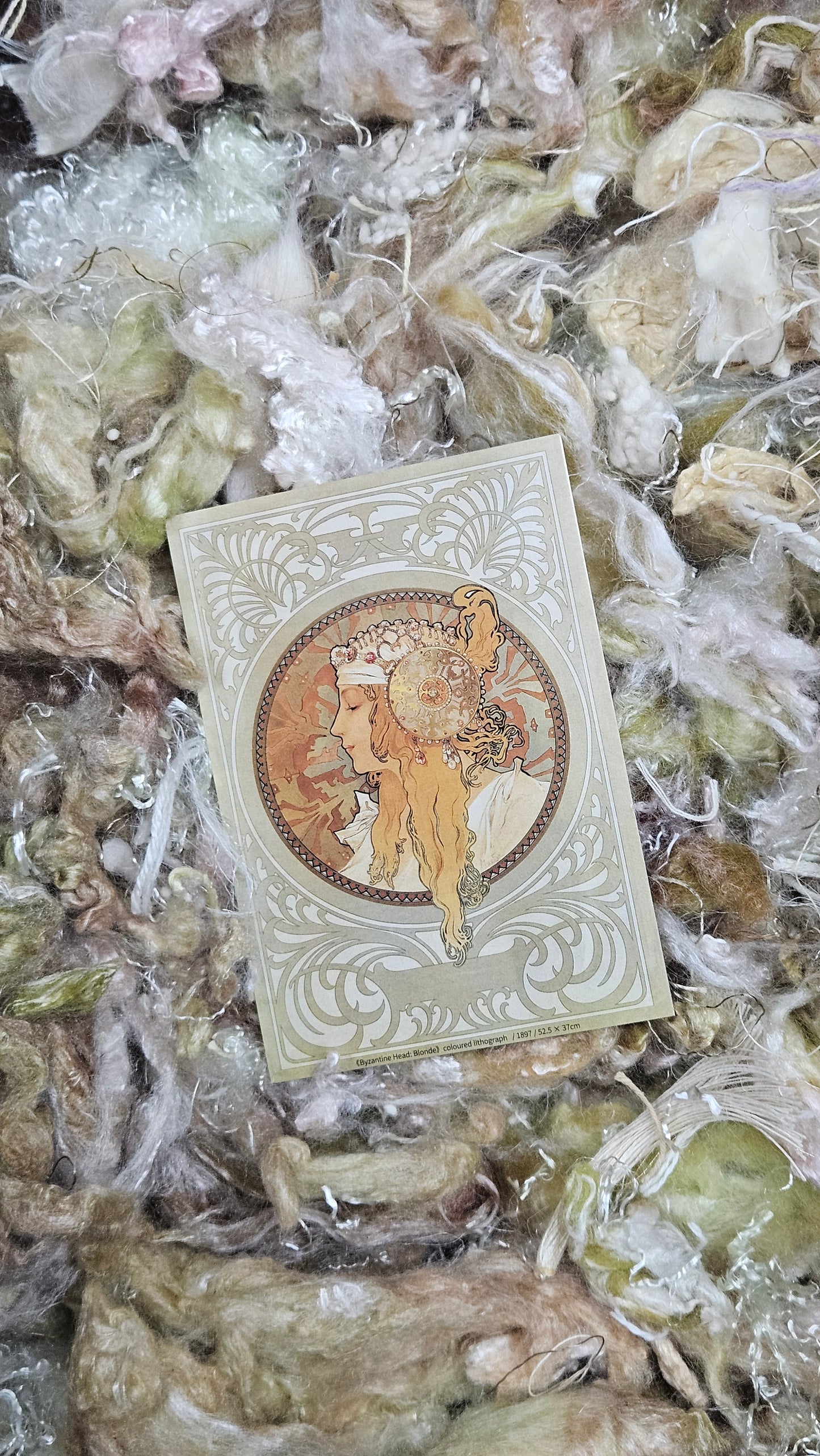 BYZANTINE BLONDE - limited edition Mucha Art Nouveau inspired alpaca bamboo texture mix for fiber blending and felting - 3 oz | 85 g